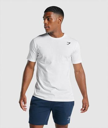 T Shirts Gymshark Crest Hombre Blancos | MX_3274VRW