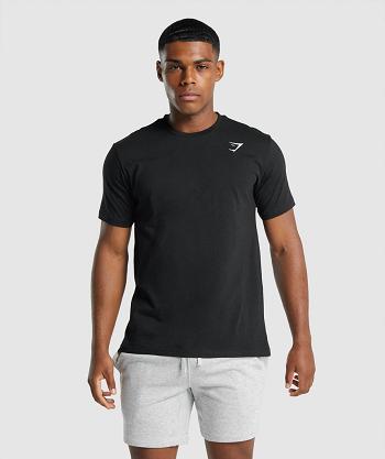 T Shirts Gymshark Crest Hombre Negros | MX_3285HAP