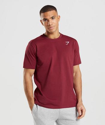 T Shirts Gymshark Crest Hombre Vino Rojos | MX_3213GSO