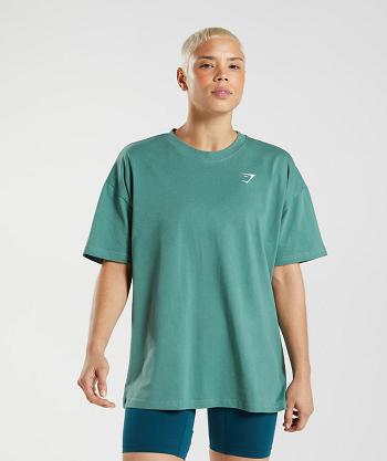 T Shirts Gymshark Entrenamiento Oversized Mujer Verdes | MX_4039CTV