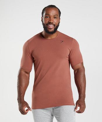 T Shirts Gymshark Essential Hombre Rosas Marrom | MX_3243LIS