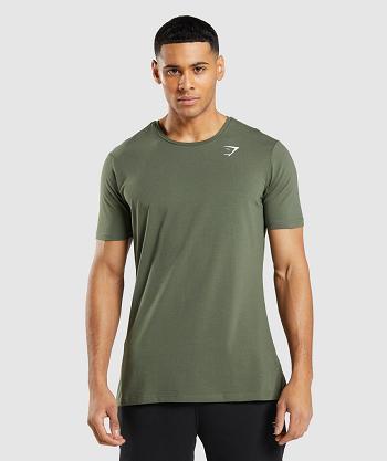 T Shirts Gymshark Essential Hombre Verde Oliva | MX_3142GSO