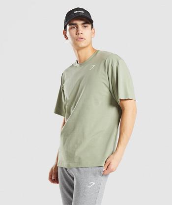 T Shirts Gymshark Essential Oversized Hombre Verdes Claro | MX_3188OKI