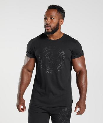 T Shirts Gymshark Legacy Hombre Negros | MX_3221VRW