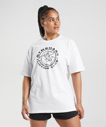 T Shirts Gymshark Legacy Oversized Mujer Blancos | MX_4031FDN