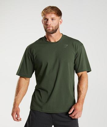 T Shirts Gymshark Power Hombre Verde Oliva | MX_3298EBC