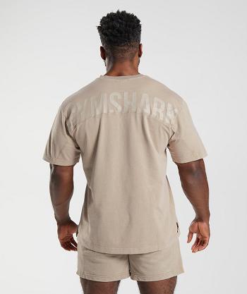 T Shirts Gymshark Power Washed Hombre Marrom | MX_3300TCE