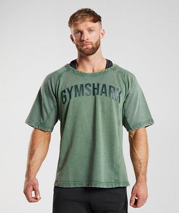 T Shirts Gymshark Power Washed Rag Top Hombre Verdes | MX_3093AHK