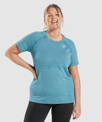 T Shirts Gymshark Vital Seamless 2.0 Light Mujer Turquesa | MX_4015NWY