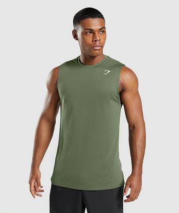 Tank Top Gymshark Arrival Sin Manga Hombre Verde Oliva | MX_3039WNB