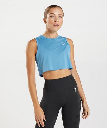 Tank Top Gymshark Entrenamiento Crop Mujer Azules | MX_4000JPQ