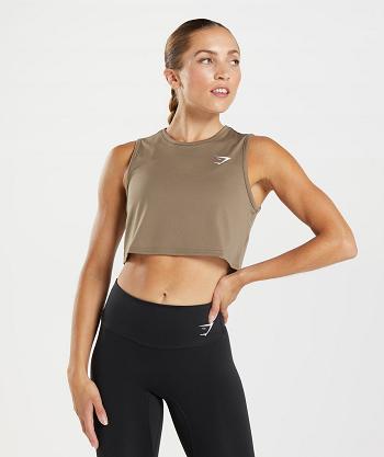 Tank Top Gymshark Entrenamiento Crop Mujer Marrom | MX_4004FDN