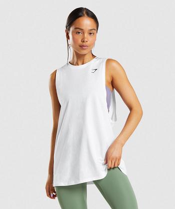 Tank Top Gymshark Entrenamiento Drop Arm Mujer Blancos | MX_3953GSO