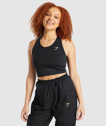 Tank Top Gymshark Pulse Crop Mujer Negros | MX_3946GSO