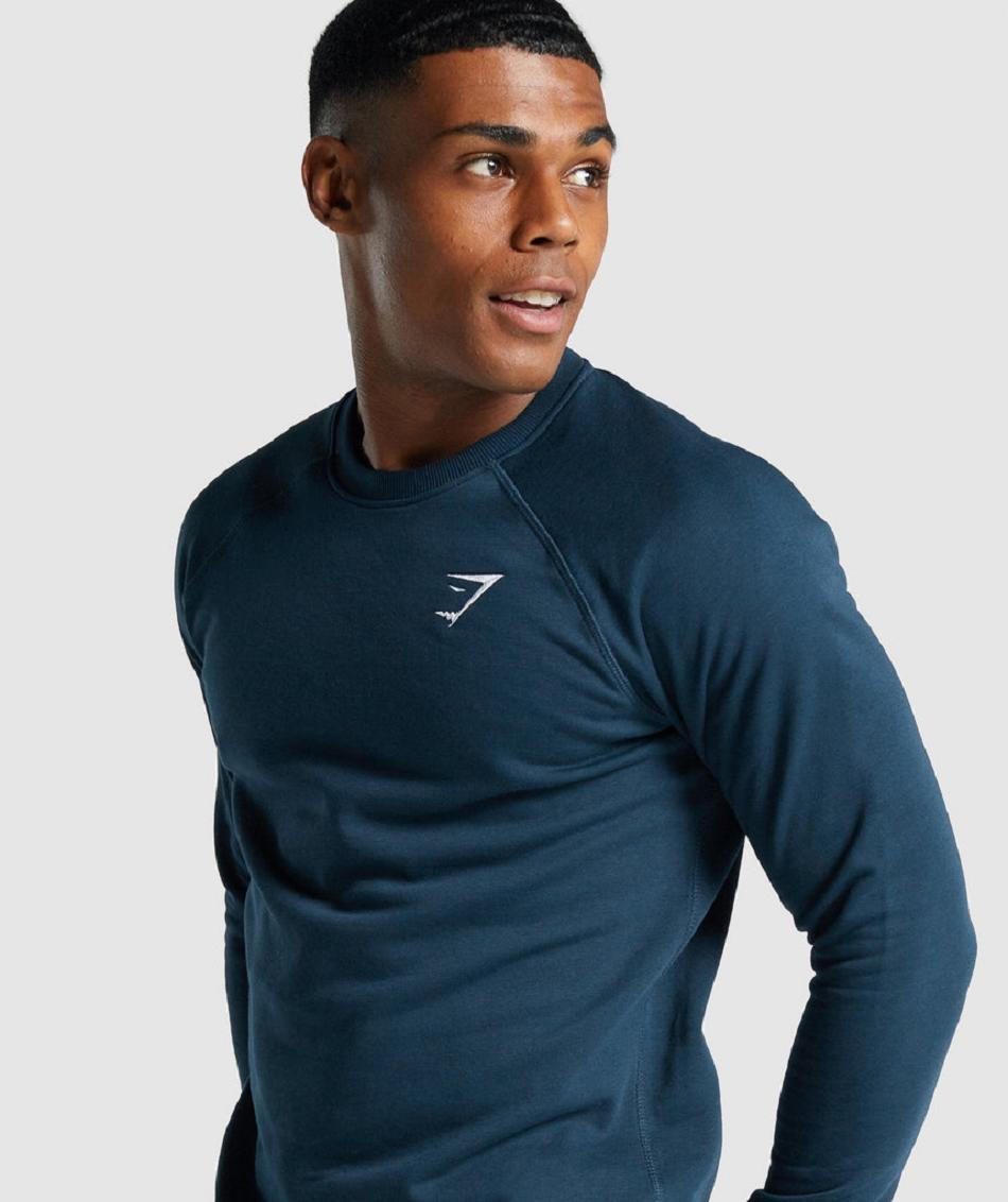 Accessories Gymshark Crest Sweatshirt Hombre Azul Marino | MX_3527SGL