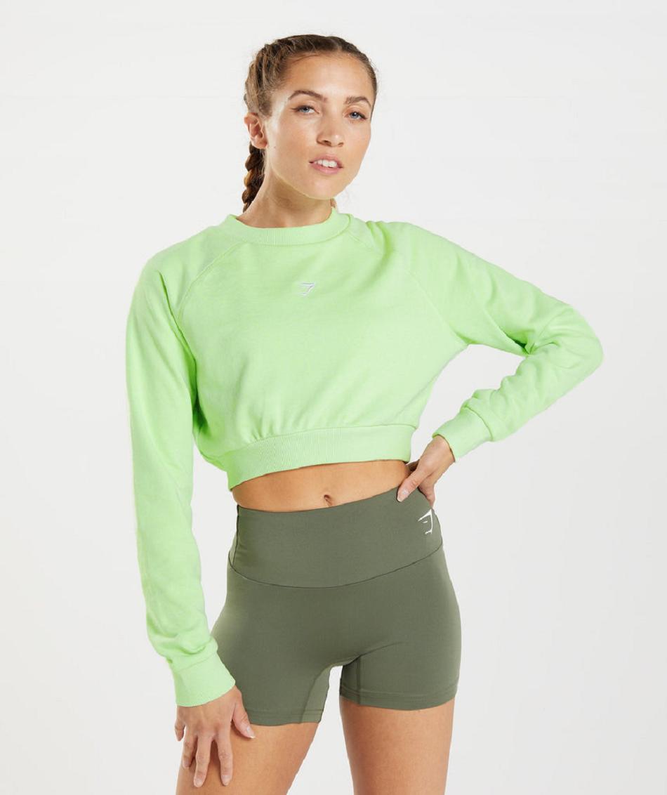 Accessories Gymshark Entrenamiento Cropped Sueter Mujer Verdes | MX_4525GSO