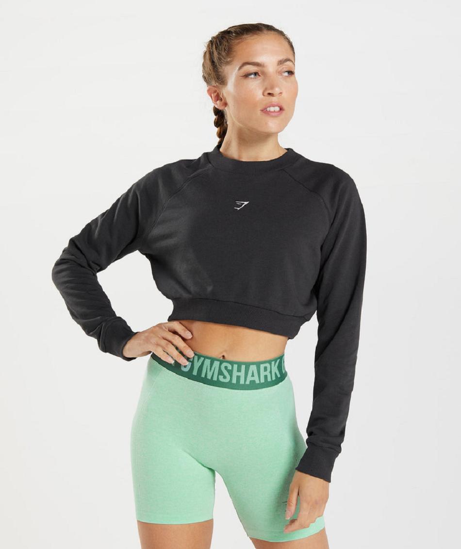 Accessories Gymshark Entrenamiento Cropped Sueter Mujer Negros | MX_4528KOR