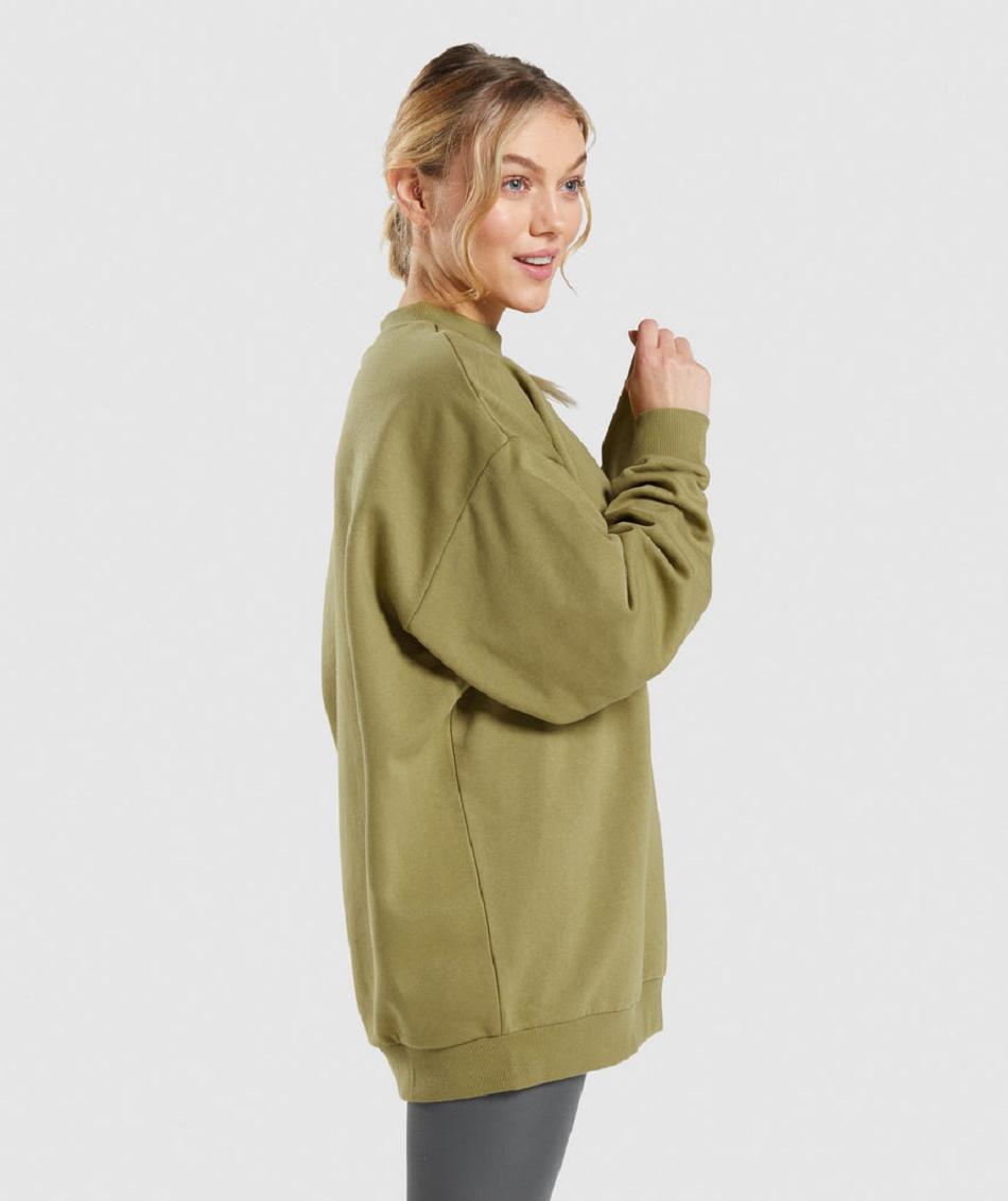 Accessories Gymshark Entrenamiento Oversized Sweatshirt Mujer Verdes | MX_4519HAP