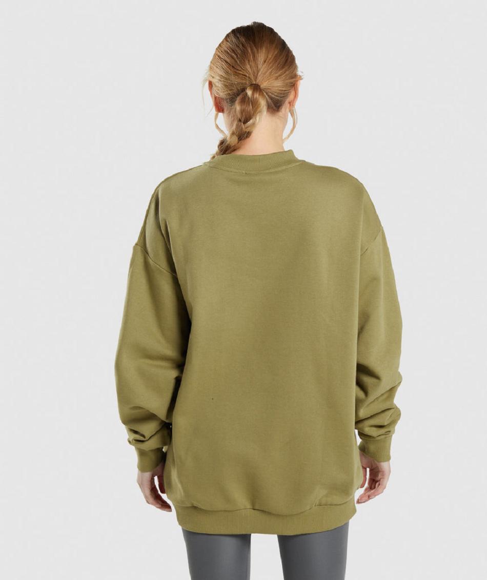 Accessories Gymshark Entrenamiento Oversized Sweatshirt Mujer Verdes | MX_4519HAP