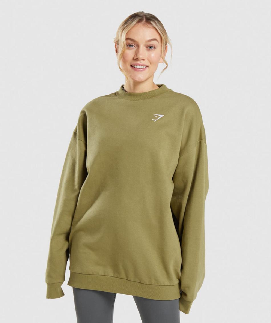 Accessories Gymshark Entrenamiento Oversized Sweatshirt Mujer Verdes | MX_4519HAP