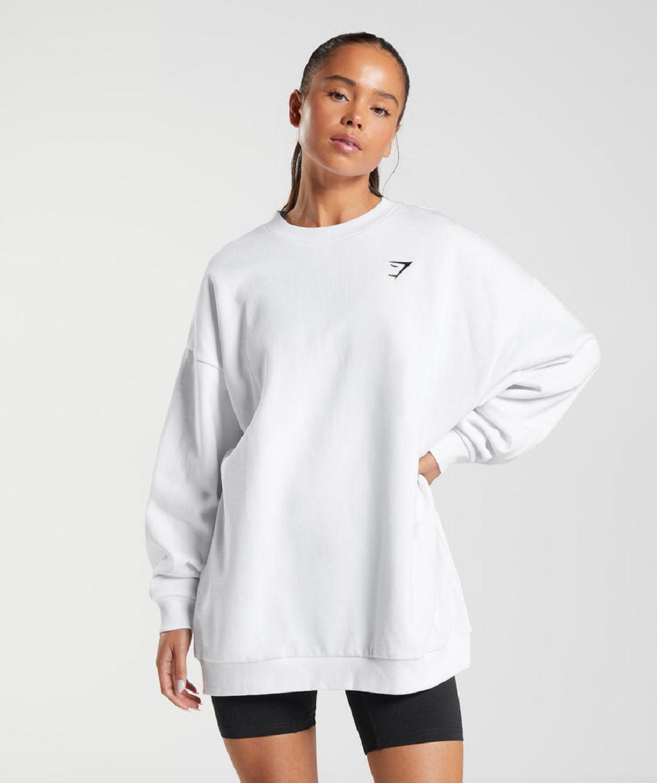 Accessories Gymshark Entrenamiento Oversized Sweatshirt Mujer Blancos | MX_4521AHK