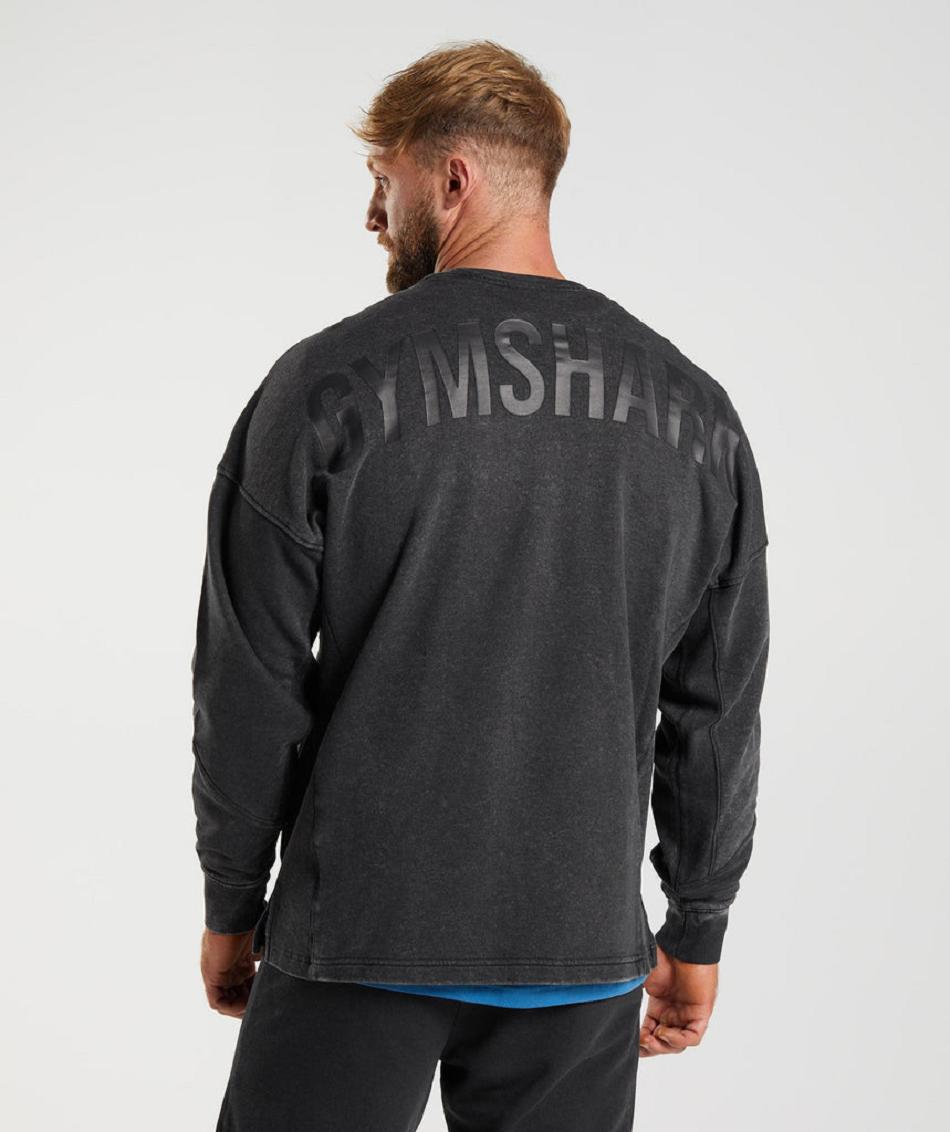 Accessories Gymshark Power Washed Crew Hombre Negros | MX_3531HAP