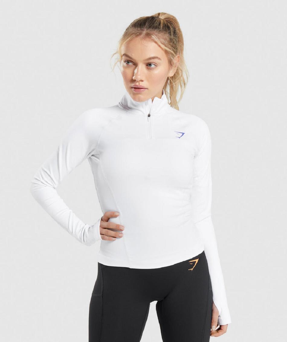 Accessories Gymshark Pulse 1/4 Zip Mujer Blancos | MX_4538WNB