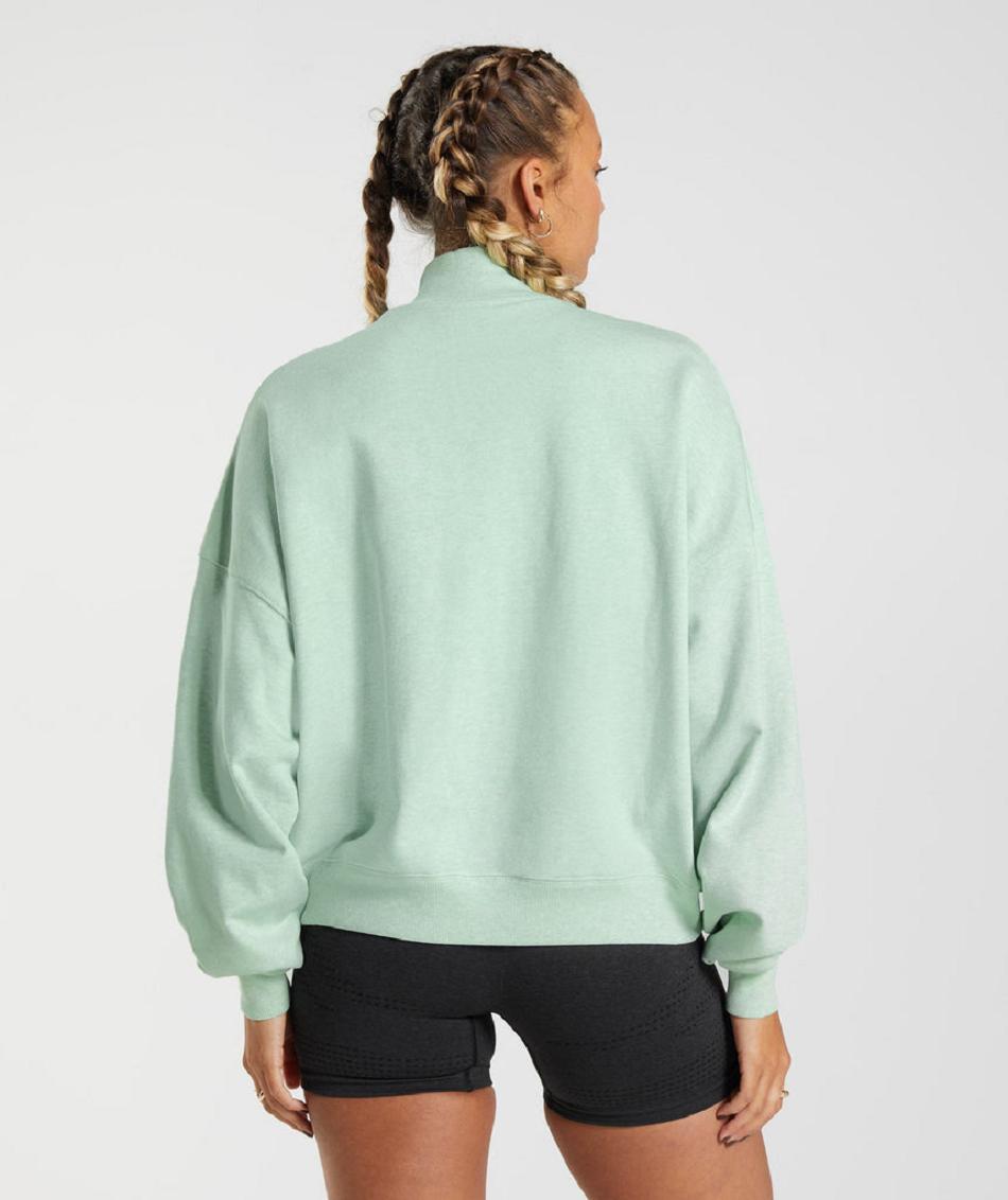 Accessories Gymshark Rest Day Sweats 1/2 Zip Pullover Mujer Verdes | MX_4535NWY