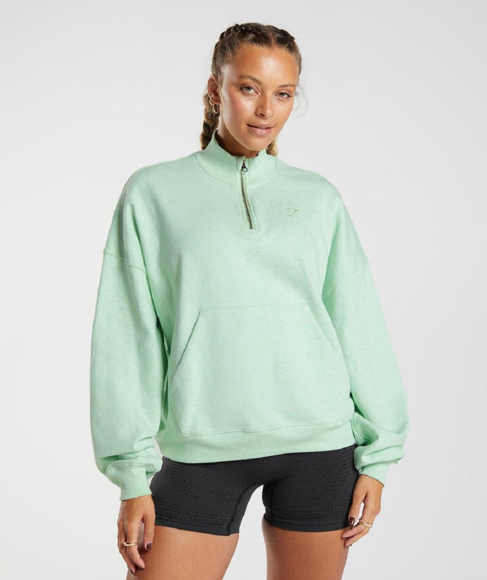 Accessories Gymshark Rest Day Sweats 1/2 Zip Pullover Mujer Verdes | MX_4535NWY