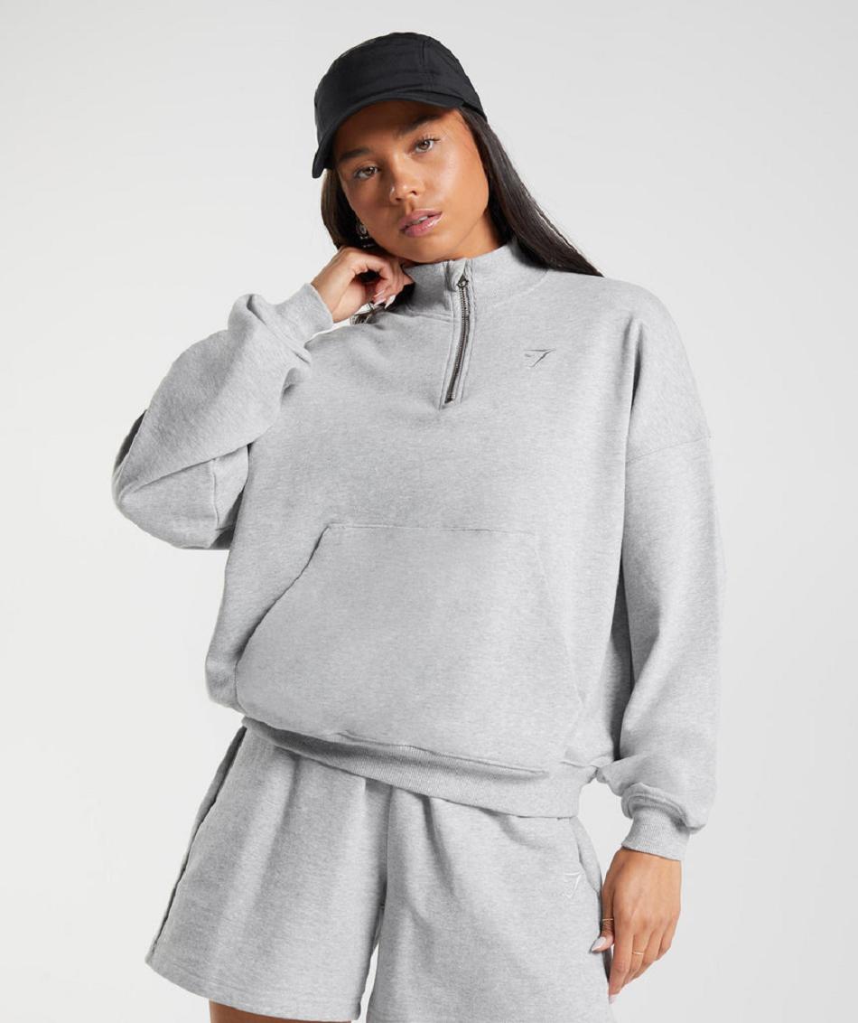 Accessories Gymshark Rest Day Sweats 1/2 Zip Pullover Mujer Grises Claro | MX_4537QMA