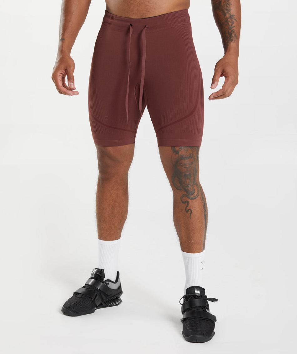 Bermudas Gymshark 315 Seamless 1/2 Hombre Rosas Marrom Vino | MX_2932KOR