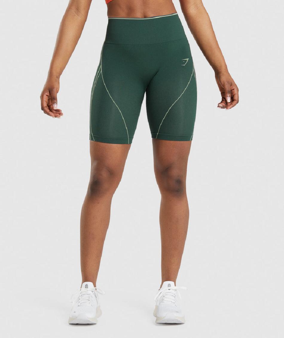 Bermudas Gymshark Apex Seamless High Rise Corta Mujer Obsidian Verdes Verdes | MX_4587NWY