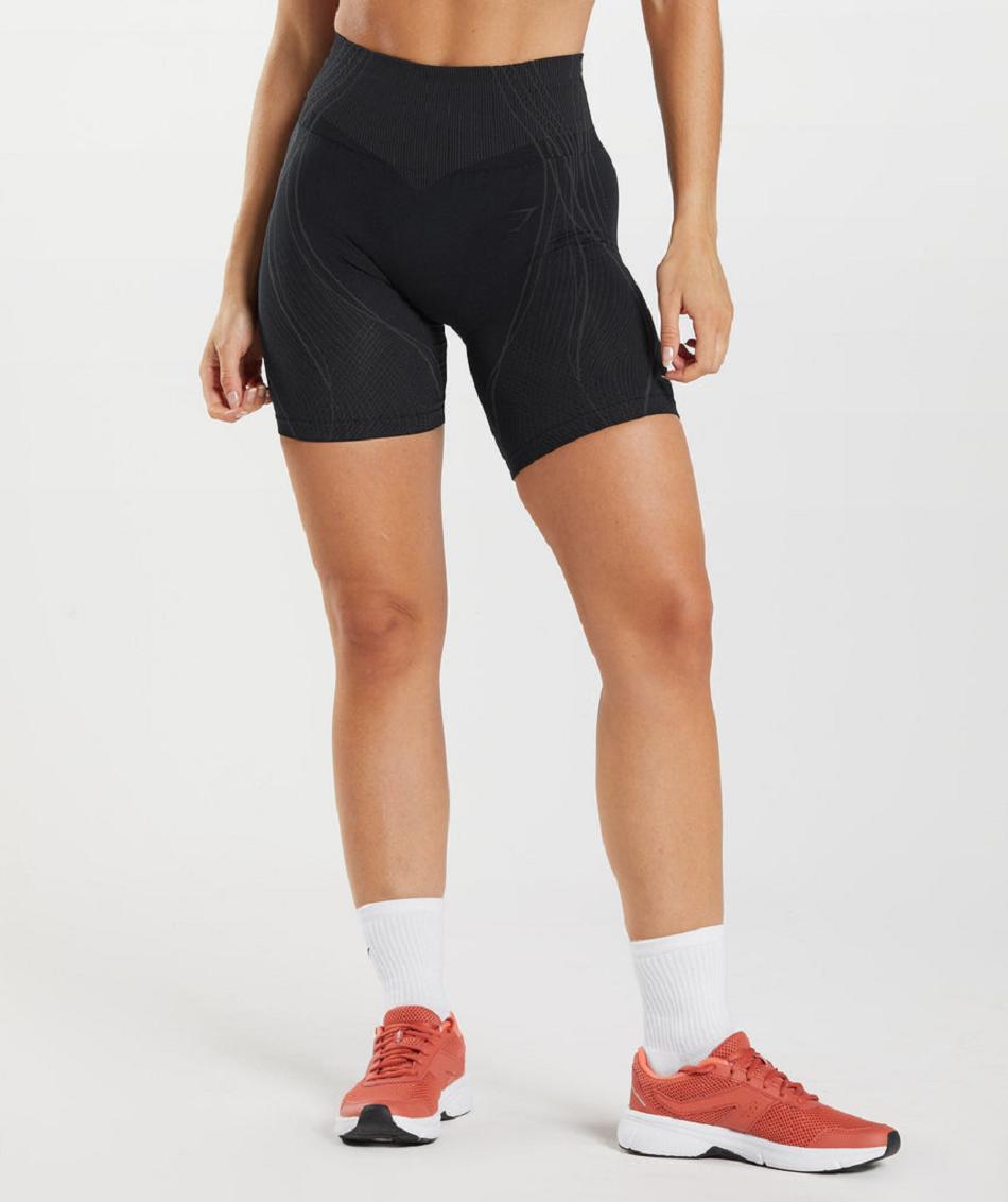 Bermudas Gymshark Apex Seamless Mujer Negros Negros Grises | MX_4633LIS