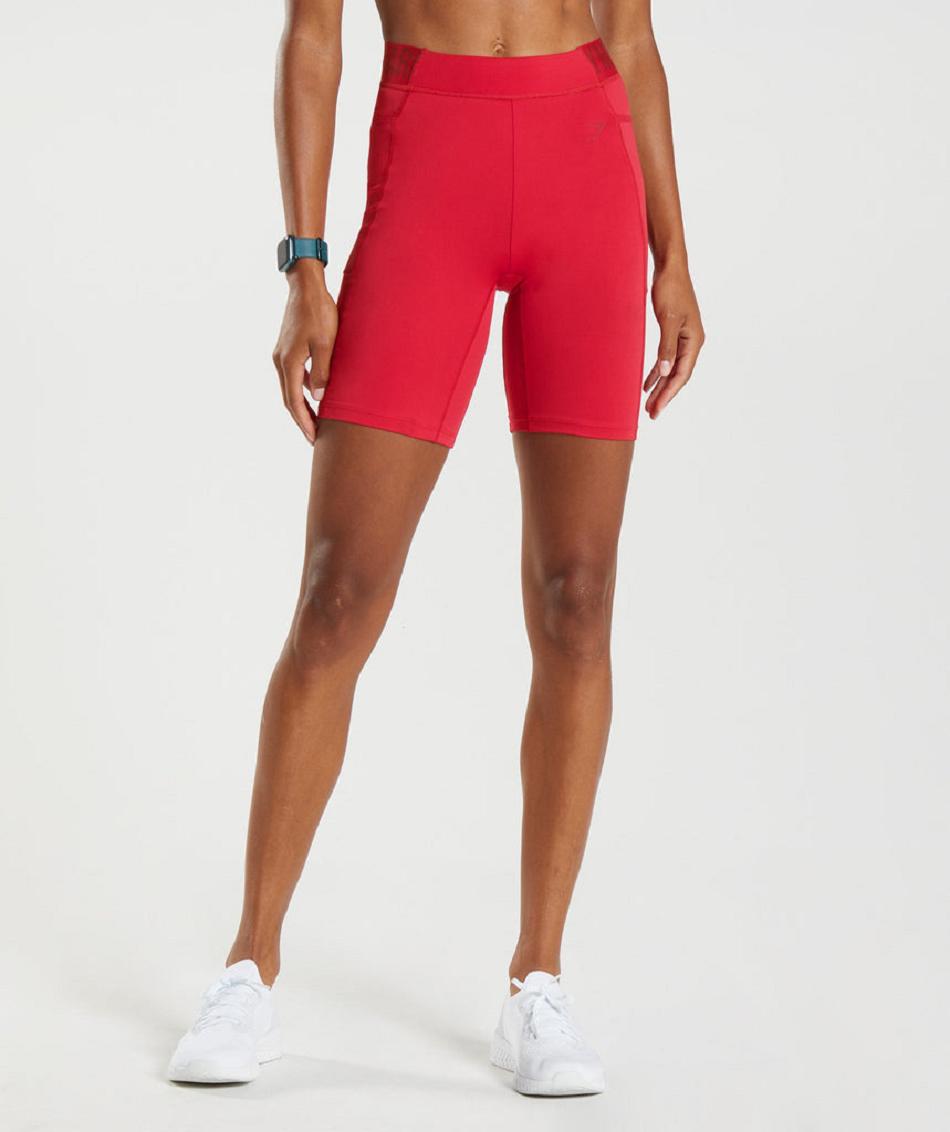 Bermudas Gymshark Entrenamiento Brandmark Cycling Mujer Rojos | MX_4660LIS