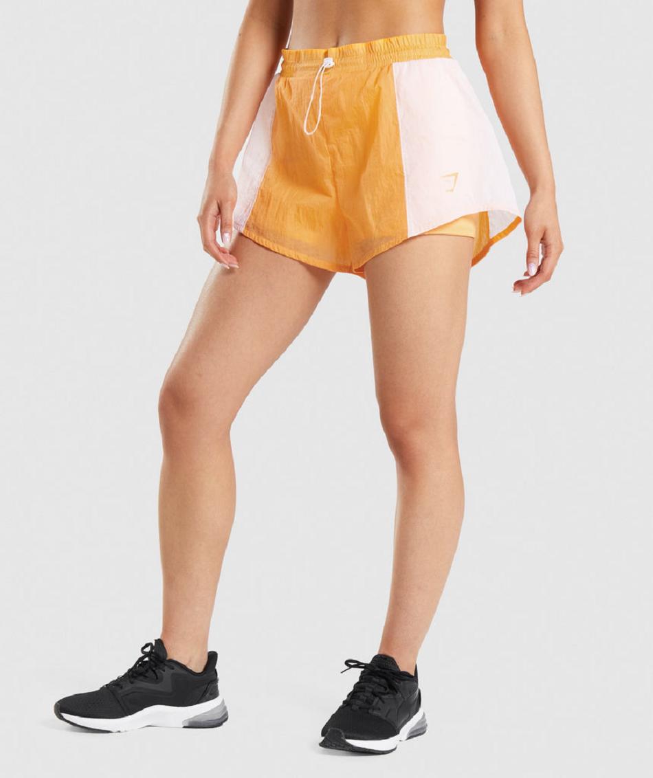 Bermudas Gymshark Pulse 2 In 1 Mujer Albaricoque Naranjas Blancos | MX_4567SGL