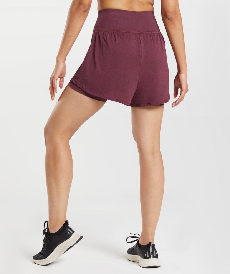 Bermudas Gymshark Vital Seamless 2.0 2-in-1 Mujer Vino | MX_4557ZUT