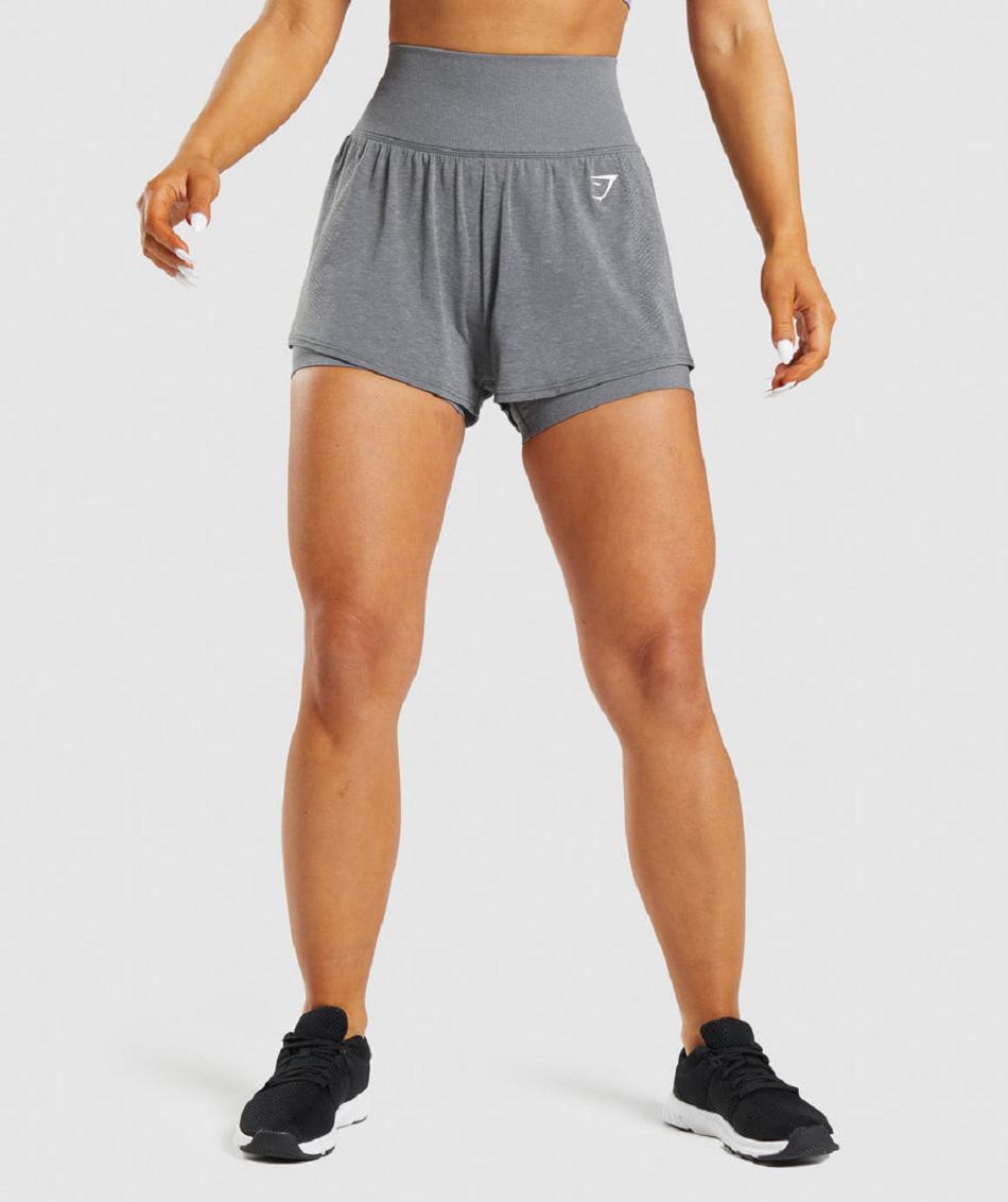 Bermudas Gymshark Vital Seamless 2.0 2-in-1 Mujer Grises | MX_4571HAP