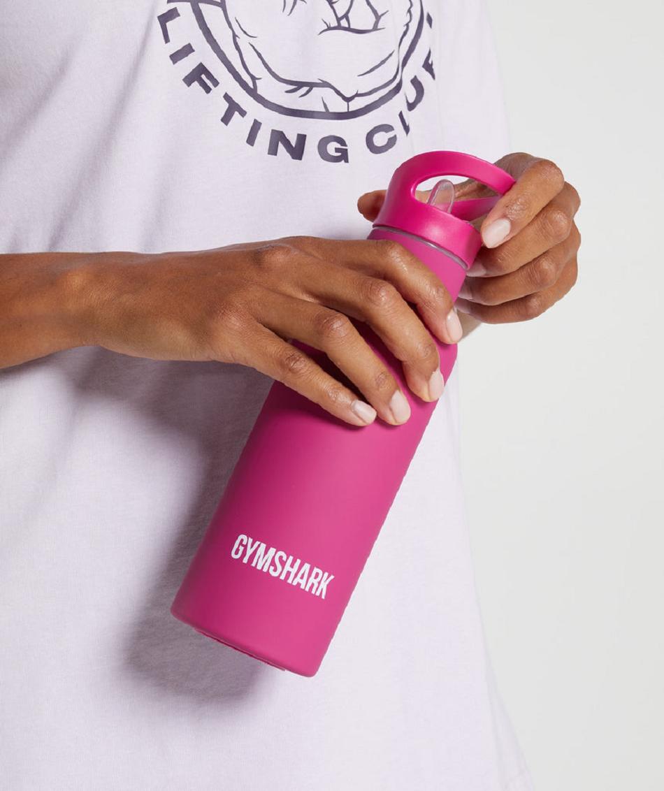 Botellas de Agua Gymshark Flip Straw Agua Accessories Rosas | MX_2758TCE