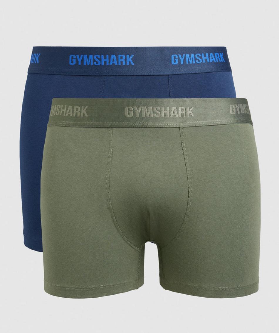 Boxer Gymshark Boxers 2pk Hombre Verde Oliva Azul Marino | MX_2978AHK