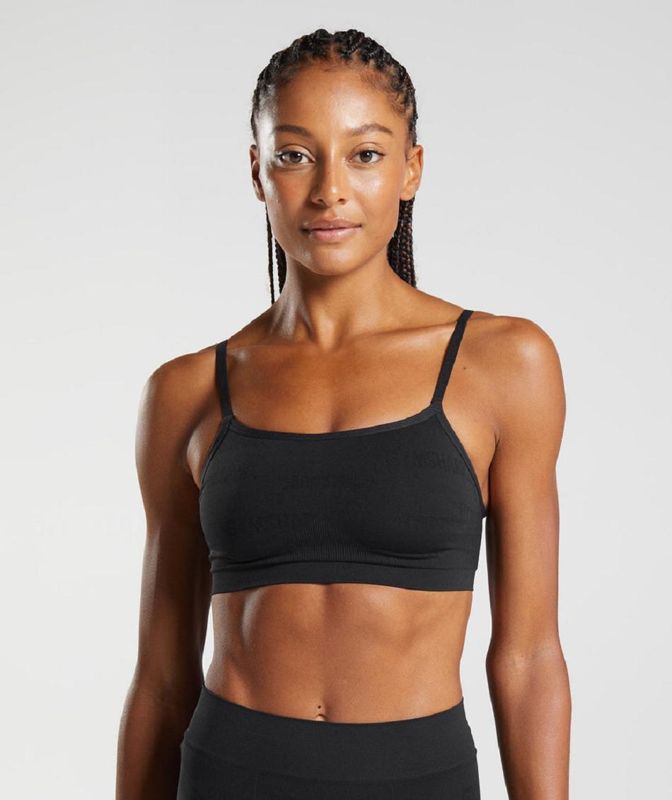 Bralette Gymshark Seamless Jacquard Mujer Negros | MX_3923AHK