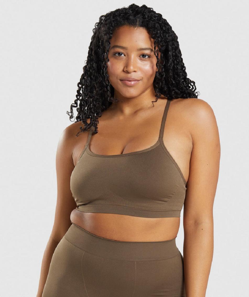 Bralette Gymshark Seamless Scoop Neck Mujer Marrom | MX_3915EBC