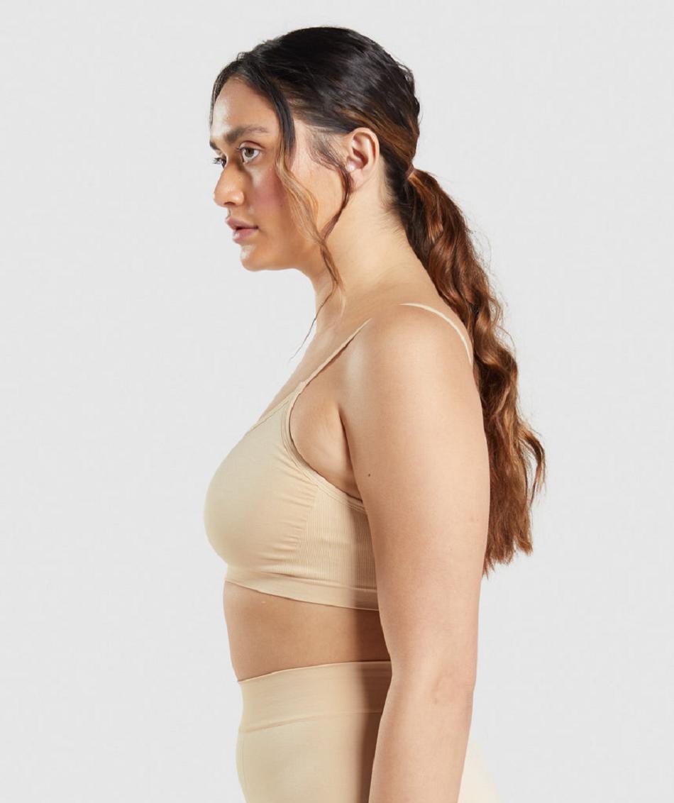 Bralette Gymshark Seamless Scoop Neck Mujer Marrom Claro | MX_3916RVD