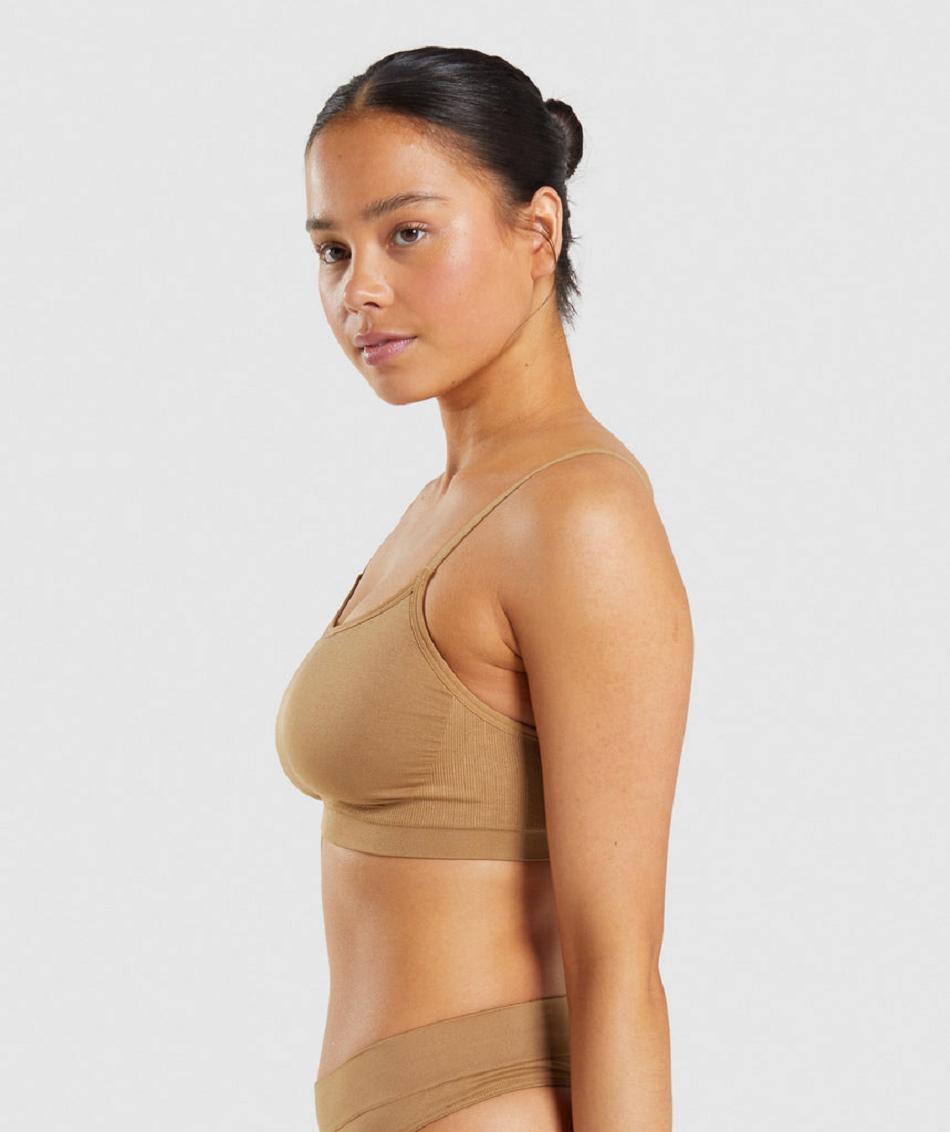 Bralette Gymshark Seamless Scoop Neck Mujer Marrom Claro | MX_3917TCE