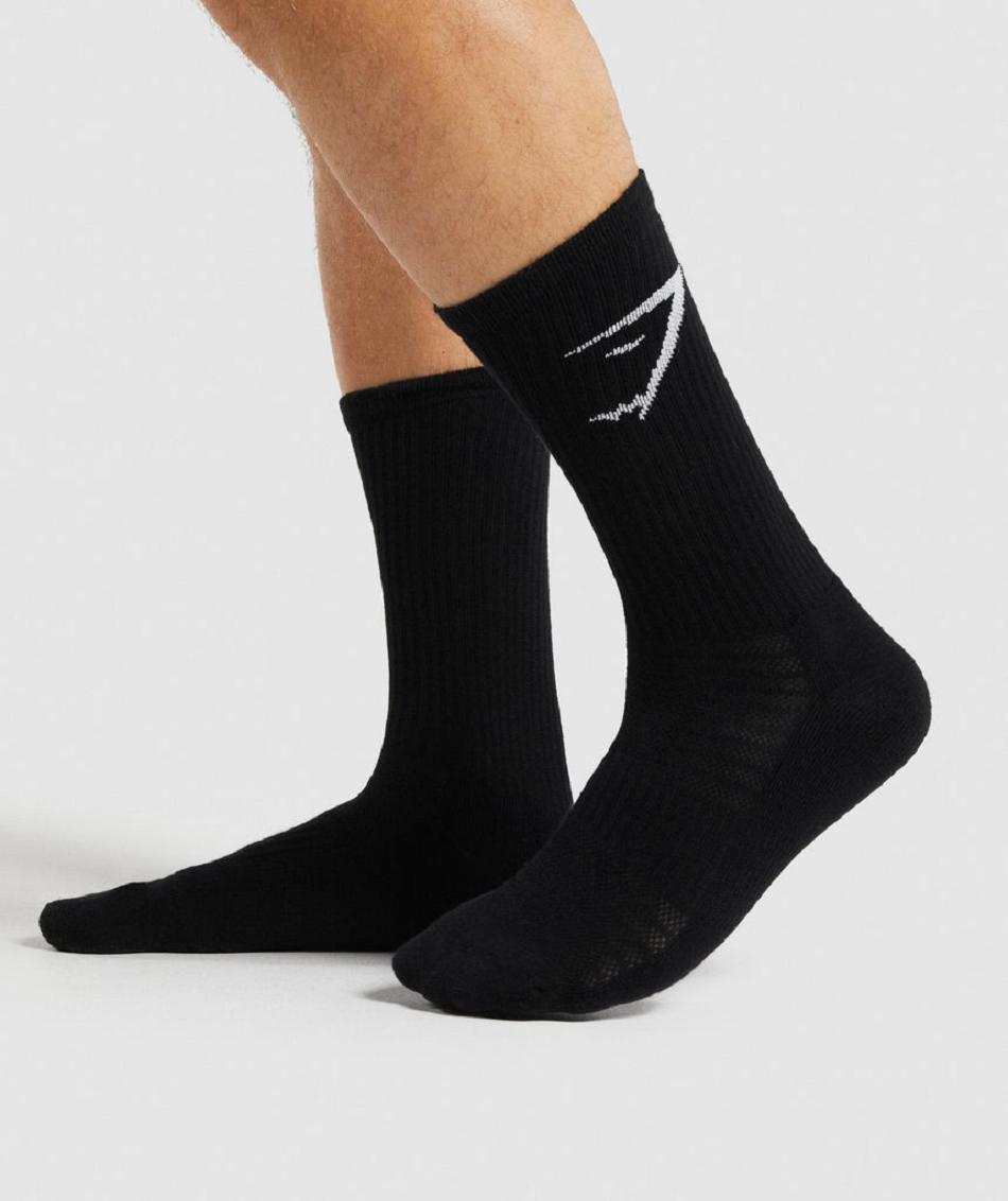 Calcetines Gymshark Crew 3pk Accessories Negros | MX_2801EBC