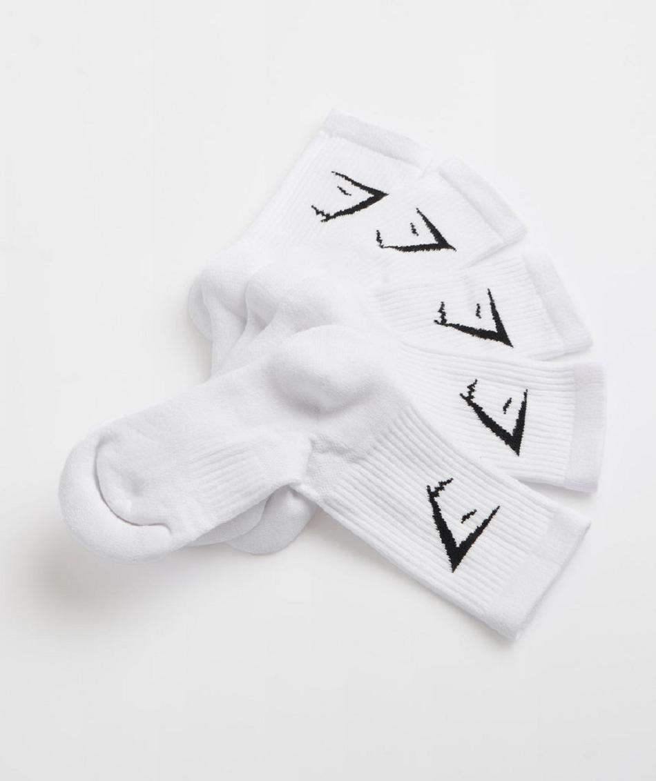 Calcetines Gymshark Crew 5pk Accessories Blancos | MX_2796BEX