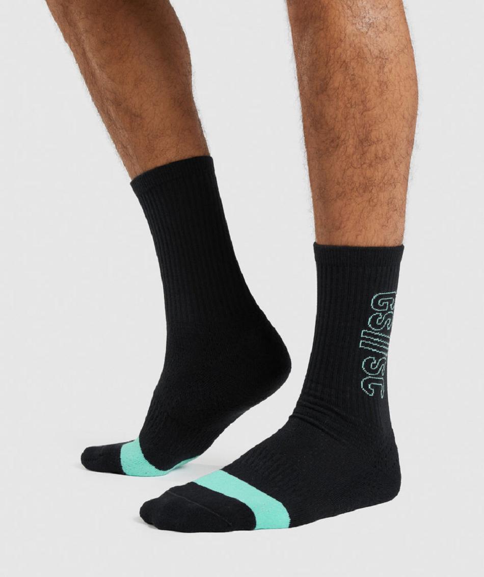 Calcetines Gymshark Gymshark//Steve Cook Crew Hombre Negros | MX_3760RVD