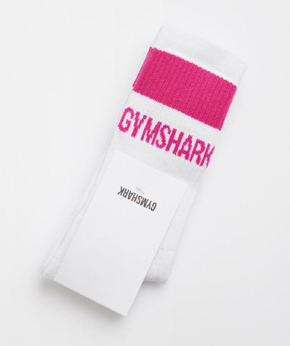 Calcetines Gymshark Premium Jacquard Single Accessories Blancos Rosas | MX_2789JPQ