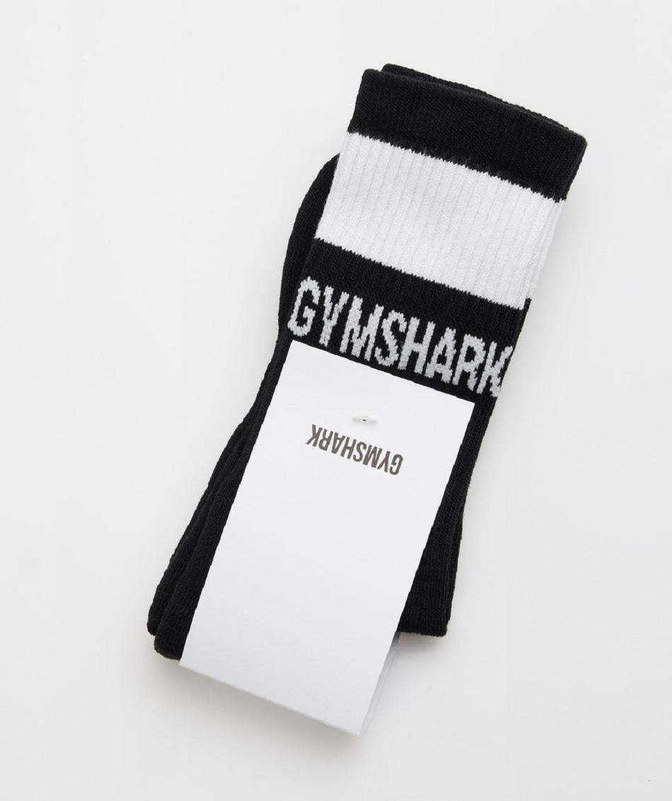 Calcetines Gymshark Premium Jacquard Single Accessories Negros Blancos | MX_2790KOR