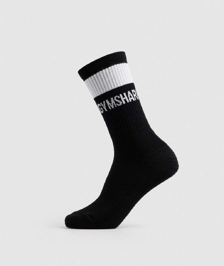 Calcetines Gymshark Premium Jacquard Single Accessories Negros Blancos | MX_2790KOR