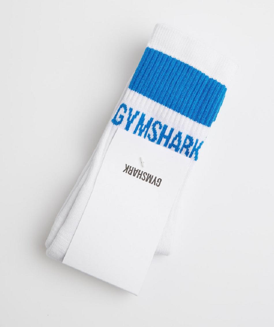 Calcetines Gymshark Premium Jacquard Single Mujer Blancos Azules | MX_4922QMA